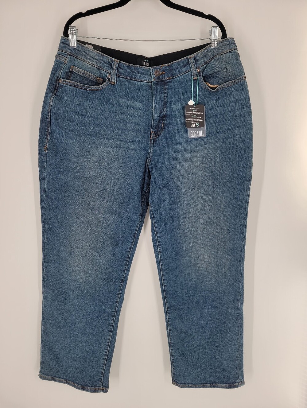 LuLaRoe Straight-Leg Magic Waist Blue Stretch Jeans Size 32 New